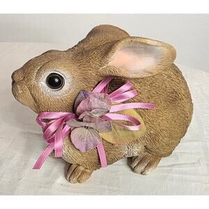 Resin Bunny Rabbit Brown 7" Tall 9" Long Spring Easter Wildlife Decor Piece